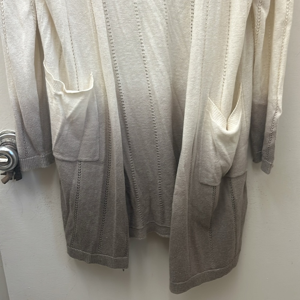 My Tribe Long Open Front With Pockets Ombré Cardigan Size Large - Picture 5 of 15